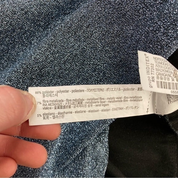 Zara metallic blue and silver bodycon halter mini dress - Picture 6 of 7